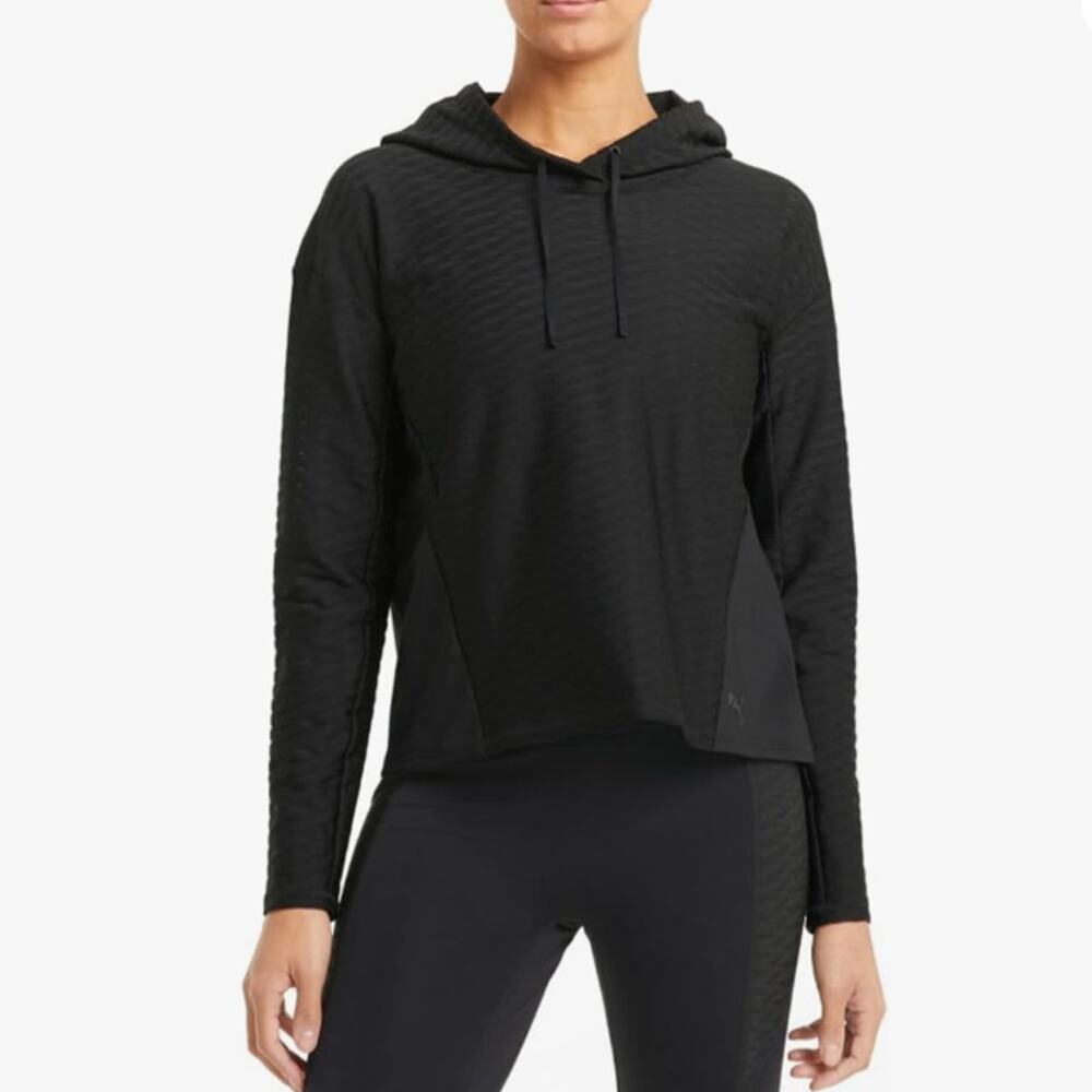 PUMA Black Train Flawless Mesh Pullover Hoodie Sweatshirt XL NWT